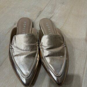 Esprit Mia Rose Gold Metallic Backless Loafers